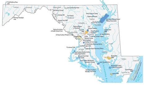 Maryland Lakes And Rivers Map Gis Geography