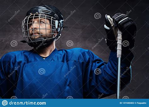 Portrait Of A Professional Ice Hockey Player In A Hockey Uniform