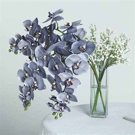 40 Charcoal Gray Silk Orchids Stem Artificial Orchid Flowers