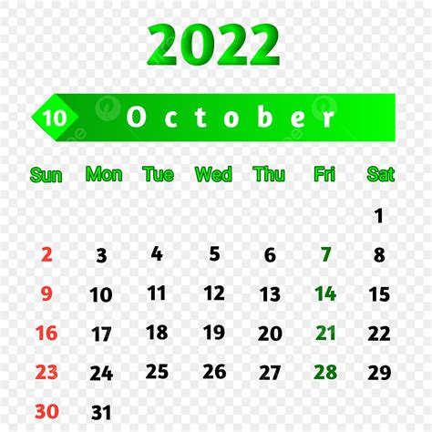 Gambar Kalender Oktober 2022 Kalender Oktober Bulan Png Transparan