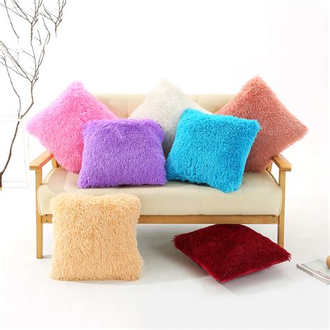 Throw Home Decoration Soft Fur Fluffy Sofa Pillow Plush Luxury Cushion