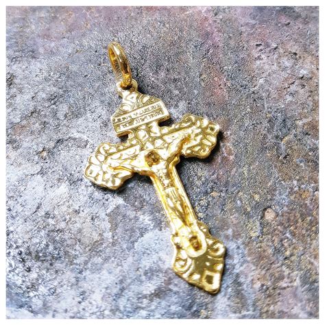 24k Solid Gold Pardon Crucifix Mens Cross Pendant 999 By Etsy