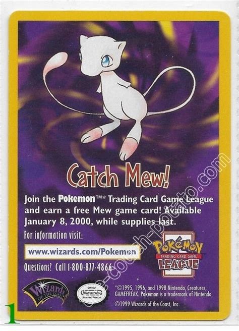 Pokemon Card Catch Mew Promo Card Pokemon League Trading Card Game