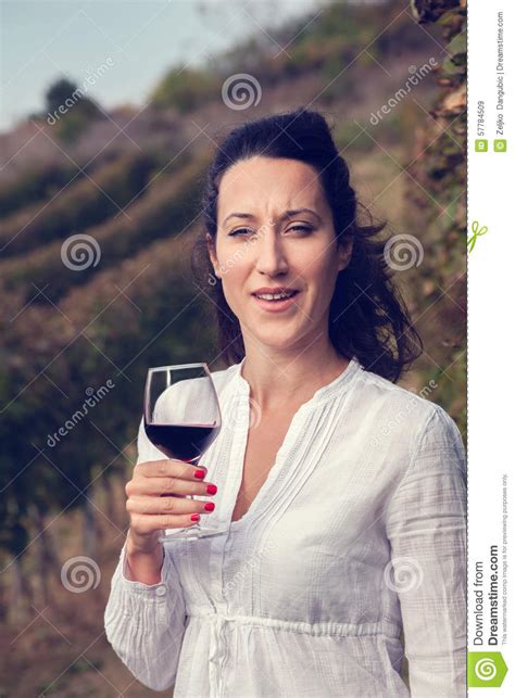 Woman Drinking Wine Stock Image Image Of Outdoors Stem 57784509