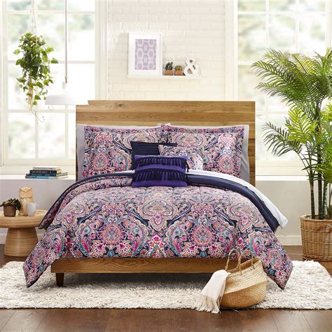 Mainstays Purple And Blue Medallion 10 Piece Bed In A Bag Comforter Set