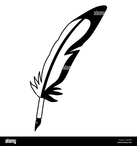 Illustration Of Retro Writing Feather Quill Pen Icon For Design And