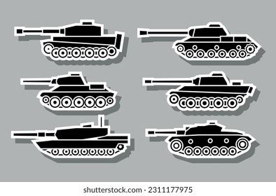 Stickers Most Famous Tanks World War Stock Vector Royalty Free