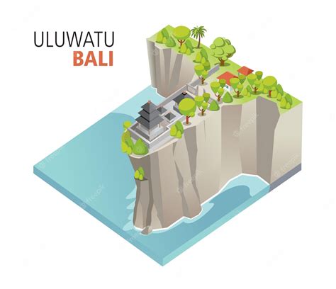 Premium Vector Isometric Illustration Of Uluwatu Temple In Bali