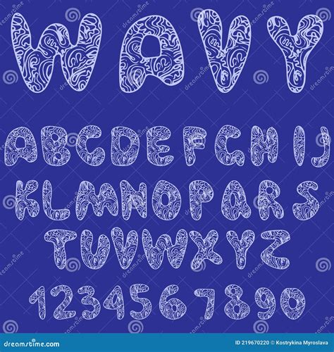 Zentangle Wavy Lace Stylized Alphabet Vector Illustration Purple Hand