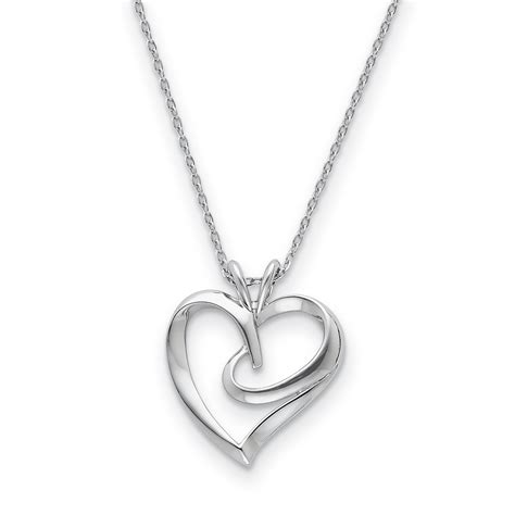 925 Sterling Silver The Hugging Heart 18 Inch Chain Necklace Pendant