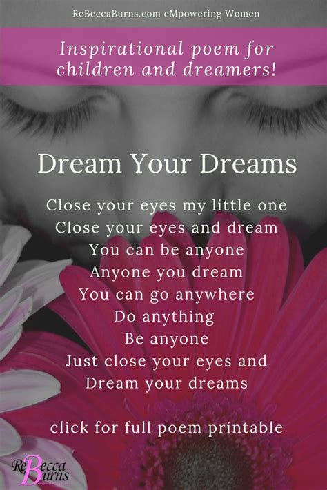 Inspirational Poetry For Children And Dreamers Dream Your Dreams