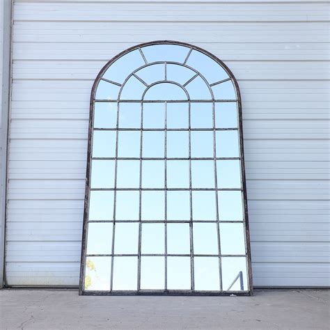 46 Pane Repurposed Arched Iron Factory Mirror Antiquities Warehouse