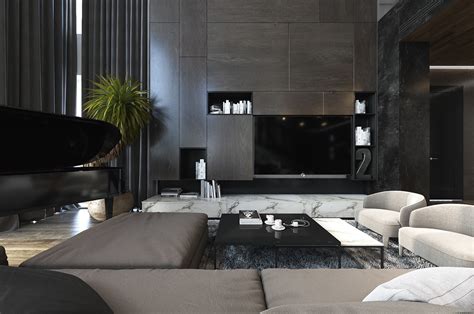 Three Luxurious Apartments With Dark Modern Interiors