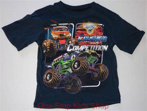 The truck runs no set chassis, but tends to run a willman chassis for stunts, and a crd chassis for displays and competitions. MONSTER JAM Truck Boys 4 5 6 7 Tee SHIRT Top GRAVE DIGGER ...