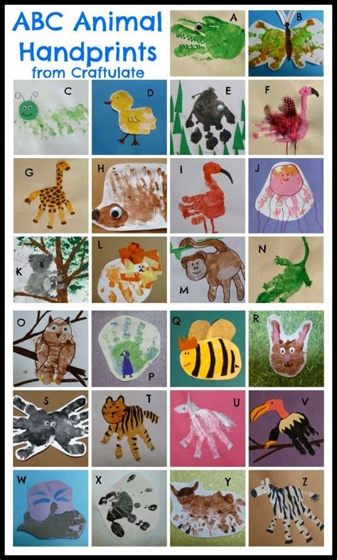 Abc Animal Handprint Crafts Art The Best Collection Of Handprint