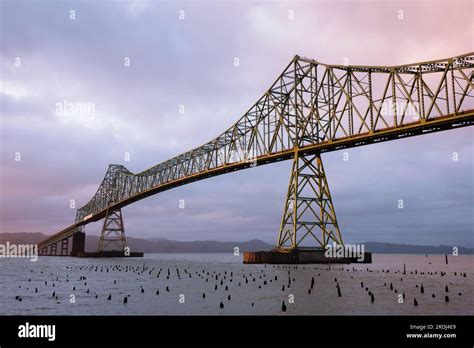 The Astoria Megler Bridge Built 1966 And The Mouth Of The Columbia