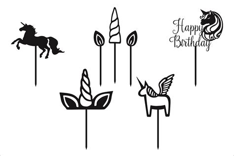 Unicorn Cake Topper Cut Files Illustration Par Fast Store · Creative