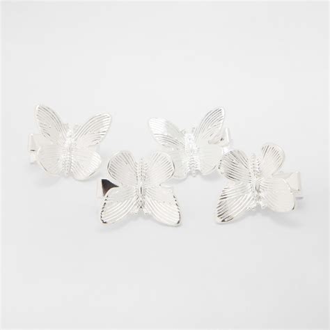 4 Pack Silver Tone Mini Butterfly Hair Clips Kmart