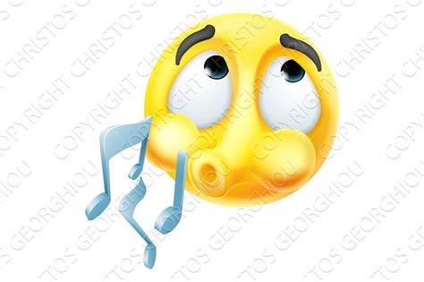 Emoji Emoticon Whistling Tune Happily Cartoon Vector Cartoondealer My