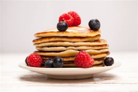 High Pile Of Delicious Pancakes Stock Photo Image Of Fresh Milk