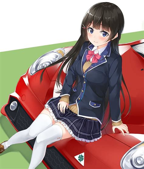 X Px P Free Download Anime Anime Girls Legs Together Blue Eyes Car Sitting