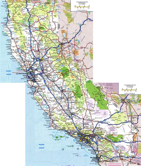 Laminated Map - Large detailed roads and highways map of California ...
