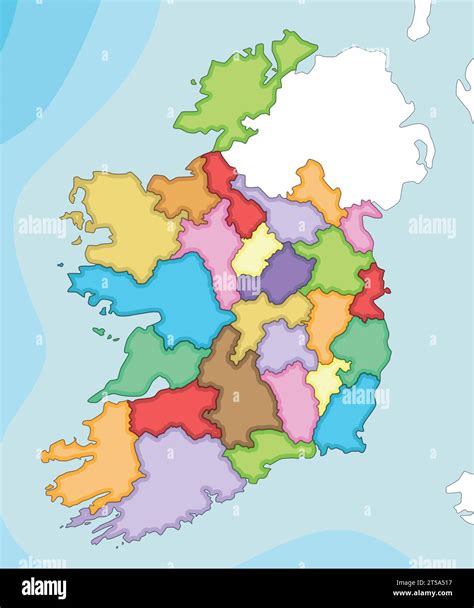 Vector Illustrated Blank Map Of Ireland With Counties And