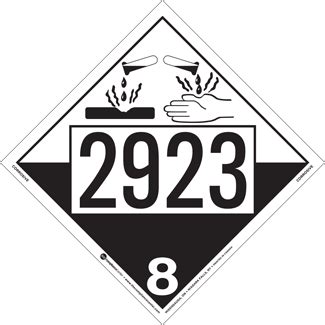 UN 2923 Hazard Class 8 Corrosives Permanent Self Stick Vinyl ICC