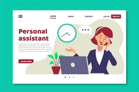 Free Vector Flat Design Personal Assistant Landing Page Template