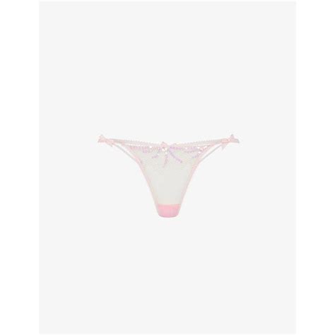 Agent Provocateur Quinny Bow Embellished Low Rise Mesh Thong Xx In White Lyst