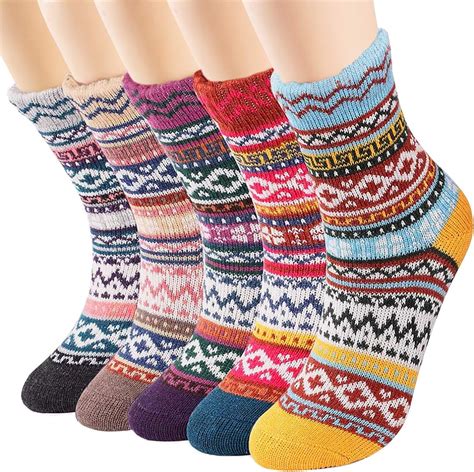 5 Pairs Womens Socks Thermal Wool Socks Winter Thick Warm Socks Ladies