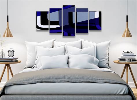 panel indigo navy blue painting abstract bedroom canvas wall art