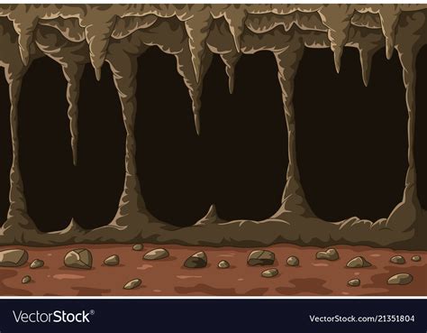 Cartoon The Cave With Stalactites Royalty Free Vector Image