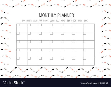 Monthly Planner Template Royalty Free Vector Image
