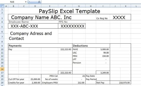 12 Payslips Template Excel Templates Excel Templates