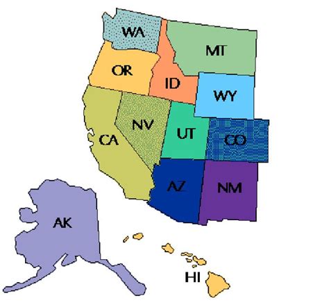Us Western Region Map States And Capitals