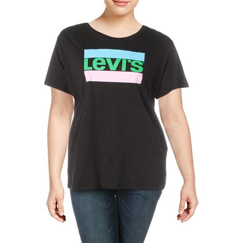 Levis Womens Perfect Black Logo Cotton Tee T Shirt Top Plus 2x Bhfo
