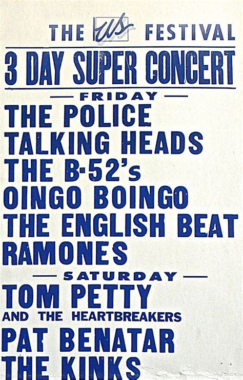 The Police Ramones Fleetwood Mac 1982 Us Festival Oversize Boxing