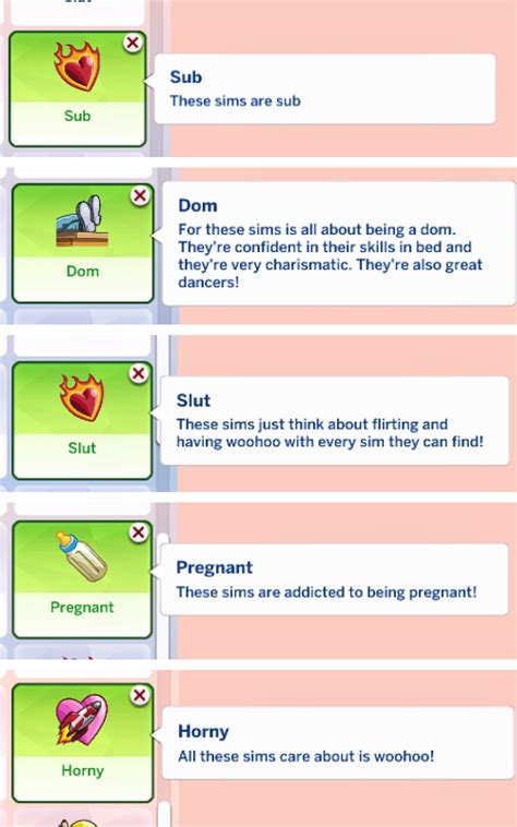 The Sims 4 Custom Traits Spseonaseo