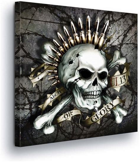 Bullets Punk Skull Canvas Print 80cm X 80cm