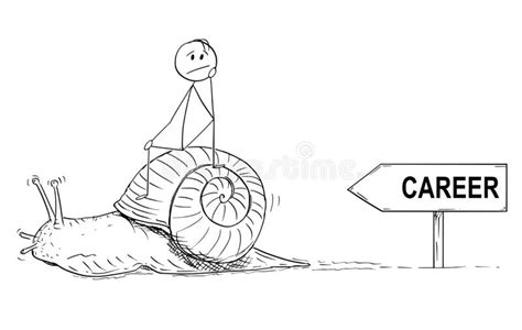 Cartoon Of Frustrated Man Or Businessman Sitting On The Slow Moving