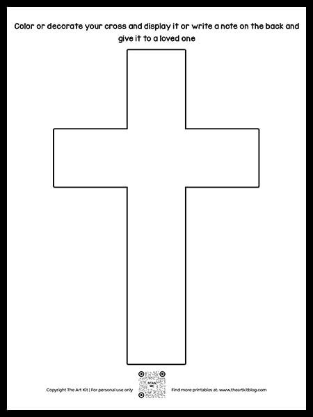 Free Printable Cross Coloring Page Blank Template The Art Kit
