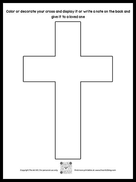 Free Printable Cross Coloring Page Blank Template  The Art Kit