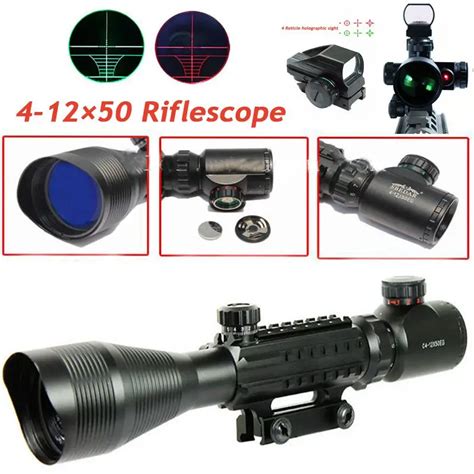Buy Tactical Red Dot Sight Scope 4 12x50 Eg Fiber