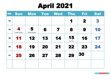 Free Printable 2021 Calendar April As Word Pdf