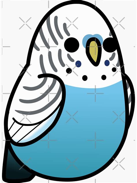 Too Many Birds Blue Budgie Sticker For Sale By Maddemichael
