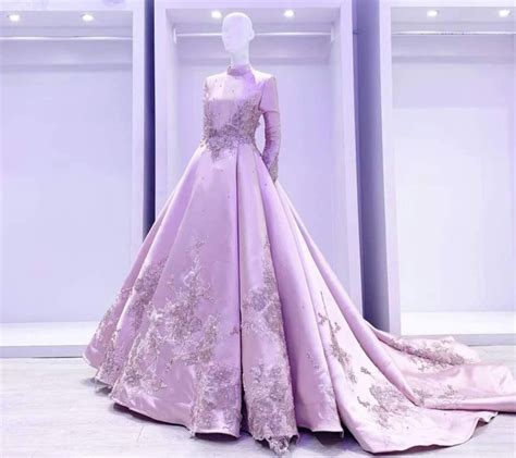 Baju Nikahan Warna Pink Muslim Pink A Line Wedding Dress With Simple Handmade Hijab Veil 2022