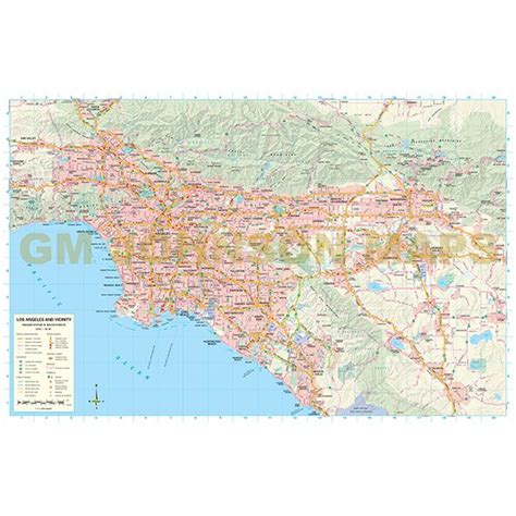 Los Angeles Freeways California Regional Map Gm Johnson Maps