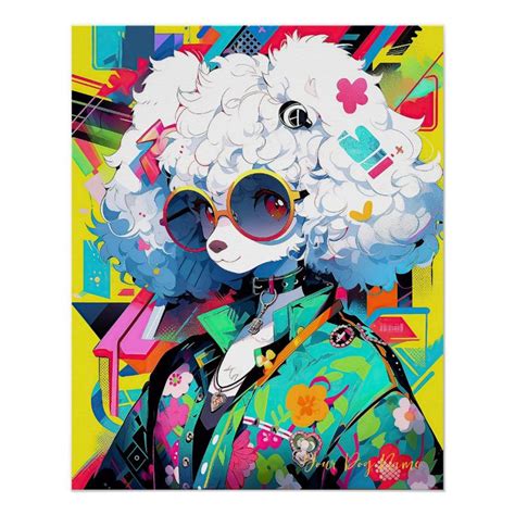 Pop Art Anime Poodle Dog 004 Victoria Sasuke Poster Zazzle In 2023