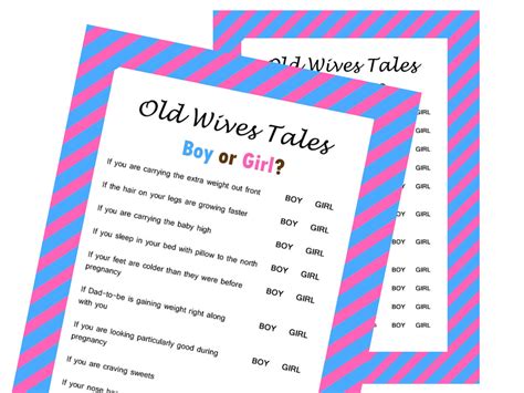 The Old Wives Tale Gender Reveal Baby Shower Game Magical Printable